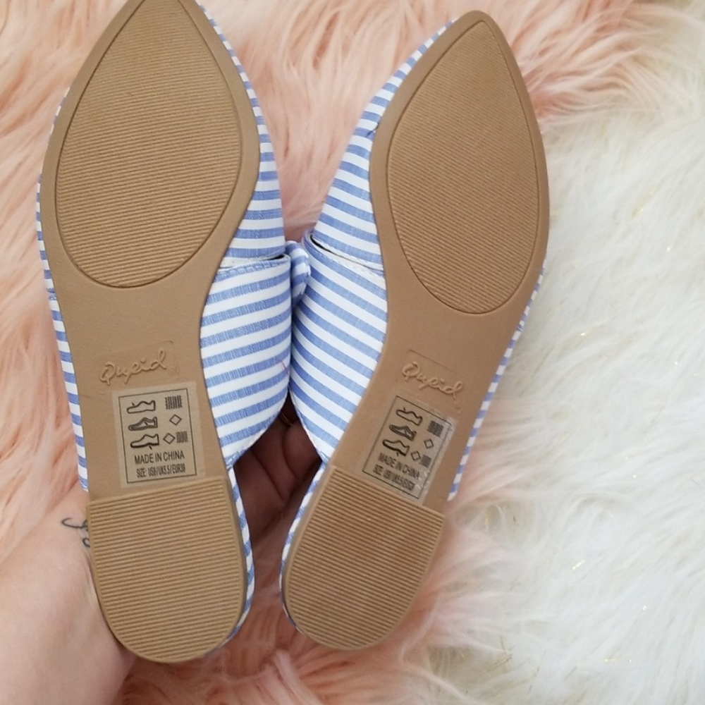 ⚡FLASH SALE! 🎉HP🎉Blue & White Striped Bow Mules - Picture 6 of 6